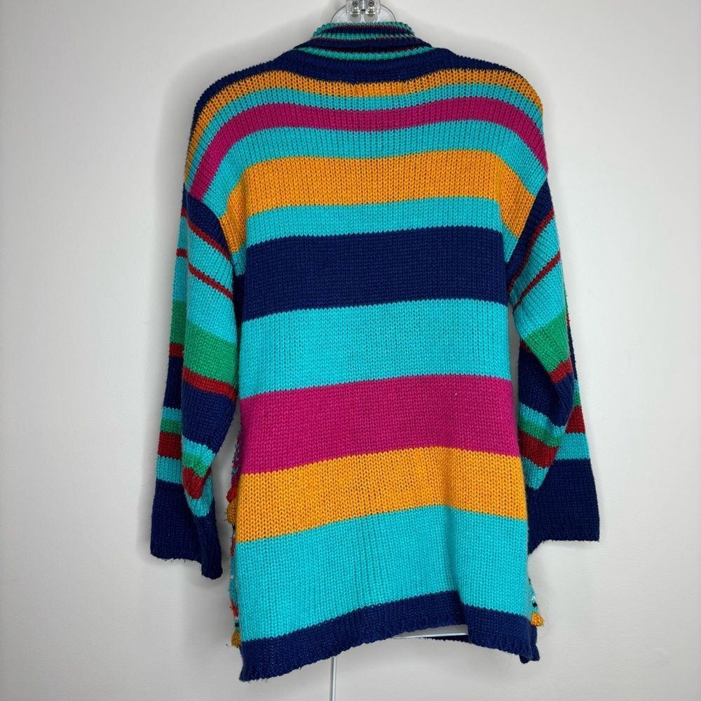 Vintage one step up Tassel multicolor retro crewneck funky sweater size small - Picture 5 of 6